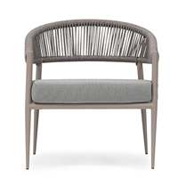 Fauteuil de salon moderne en corde avec dossier à lattes, assise rembourrée, pieds en bois, design ergonomique, fauteuil de détente pour la maison