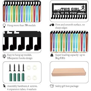 CIFbuy Espositore per Medaglie in Metallo Verniciato a Forno a Tema Corsa 'This Girl Is Fire' per TikTok e Temu Pickup - Product Image 4