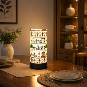 Lámpara de Mesa LED Moderna con Diseño Tribal Tradicional de Warli, Lámpara Decorativa para Mesa de Noche, Dormitorio, Sala de Estar y Decoración del Hogar - Product Image 2