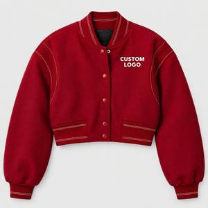 Ropa Deportiva TRAMA: Top Corto Rojo para Mujer, Estilo Universitario, con Botones al Frente, Cuello Alto, Estilo Vintage, Ecológico, para Otoño - Product Image 1