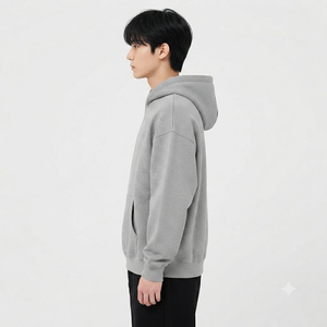 Sweat-shirt à capuche unisexe surdimensionné gris uni en molleton de coton biologique avec poche avant, pull décontracté à capuche, vêtement d'hiver surdimensionné - Product Image 3