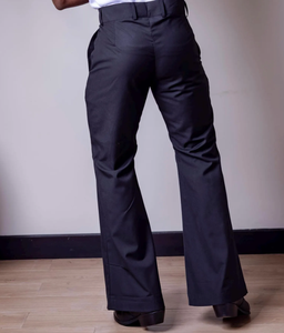Pantalones Acampanados para Hombre, Corte Campana, Estilo Vintage, Relajados, Modernos, Casuales, Transpirables, Teñidos, de Poliéster y Algodón - Product Image 2