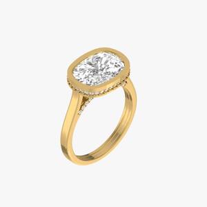 Bague de fiançailles élégante en argent sterling 925 avec diamant de laboratoire taille coussin de 4,00 carats, couleur F, clarté VS1, sertie clos et pavé halo - Product Image 4