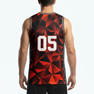 Maillot de basket sans manches pour homme, maillot de basket col en V pour homme, maillot de basket sublimé pour homme, entraînement sportif en salle de sport - Product Image 2