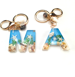 Hot Selling Traditional Acrylic Resin 26 <b>Initials</b> Pendant Keychain Flower Shell Amber Handbag Charm Gift Handcrafted High - Product Image 4