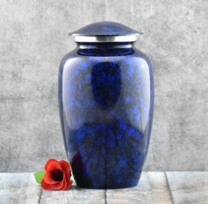 Elegant Deep Red Metal Cremation Urn for Human Ashes - Handcrafted Flying Birds & Floral Engraving Memorial Jar with <b>Secure</b> Lid - Product Image 6