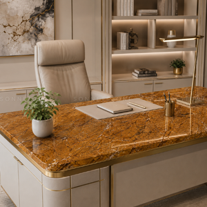 Elegante Mármol Dorado Efecto Selva Tropical con Vetas Fluidas para Pisos de Lujo, Encimeras y Paredes Decorativas - Product Image 3