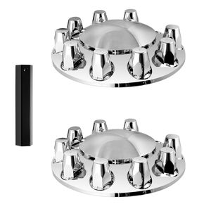 Copriruota universale in ABS elettroplaccato resistente alla ruggine per asse anteriore di semirimorchio con copertura a cupola per asse e coperture per dadi ruota - Un unico modello - Product Image 1