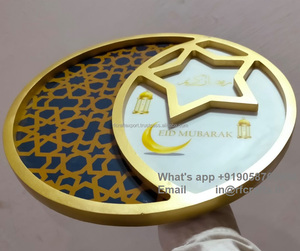 RFCrafts Moderno Eid Mubarak Ramadán Decoraciones de Mesa Oro Blanco Bandeja de Servicio de Madera Forma de Luna para Fiestas de Boda Dulces - Product Image 4