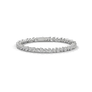 Brass Moissanite Tennis <b>Bracelet</b> 18K Gold Plated Single Row <b>Crystal</b> Heart and Pear Cut Unisex Gift - Product Image 3
