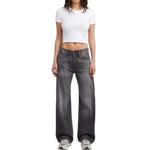 Pantalones Vaqueros Sueltos de Mezclilla Deslavada para Mujer, Corte Holgado, Casuales, Azules, al por Mayor - Product Image 6