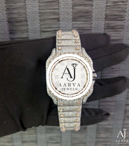 Montre mécanique en acier inoxydable avec incrustation de diamants, cadran rond analogique, bracelet de 20 mm, cristal saphir, chiffres romains de luxe, bijoux de mode - Product Image 1