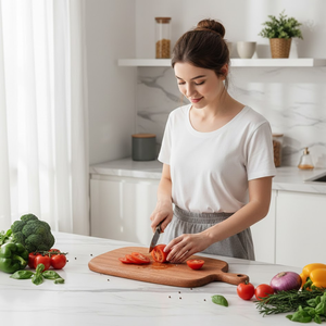 Tabla de cortar de madera artesanal con bordes vintage |   Tabla de Cortar y Servir Orgánica, Pulida con Aceite, Higiénica, para Cocina - Product Image 5