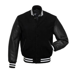 Best Selling High Street <b>Men</b> Custom Varsity <b>Jacket</b> Stand Collar Front Logo Wool Fabric Eco-Friendly Winter OEM Bulk Sale - Product Image 5