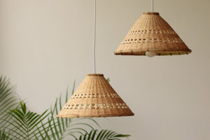 Natural Bamboo Pendant <b>Light</b> Asian Decor Woven Cone Triangle Lampshade <b>Boho</b> Rustic <b>Ceiling</b> Lamp Supplier - Product Image 6