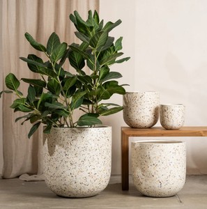 Pot de fleurs en terrazzo moderne de luxe, grand pot en ciment, minimaliste, différentes tailles, pot de jardin intérieur/extérieur, pot de décoration pour la maison - Product Image 3