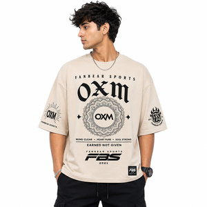 เสื้อยืดคอกลมแขนสั้นทรงโอเวอร์ไซส์สำหรับผู้ชาย ผ้าฝ้ายถัก แห้งเร็ว ระบายอากาศดี เป็นมิตรกับสิ่งแวดล้อม สไตล์ลำลองแนวสตรีทแวร์ - Product Image 3