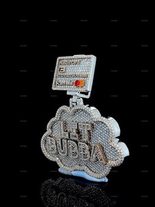Colgante IceQ Jewellery Let Bubba de Plata 925 con Moissanita de Corte Brillante Redondo, Amuleto Hiphop Unisex, Regalo con Forma de Letra para Fiesta - Product Image 2