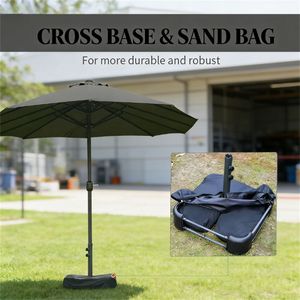 Ombrellone da Terrazzo Grigio Scuro con Base, Ombrellone da Esterno per Cortile - Product Image 4