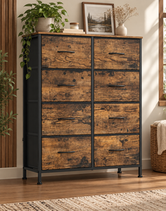 Commode moderne marron à 8 tiroirs pour chambre à coucher - Product Image 5