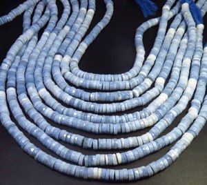 Hermosas Cuentas de Ópalo Azul Natural de 7.5 mm, Cuentas de Ópalo en Forma de Neumático Heishi, Hilo de 16 Pulgadas, Perforadas en el Centro, Facetadas - Product Image 4