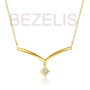 Lujoso colgante de oro con diseño de chevron y diamante cultivado en laboratorio, diseñado para bodas, venta al por mayor. - Product Image 2