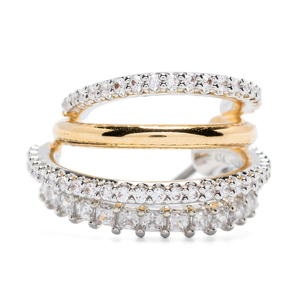 Luxury 18K Gold Plated 925 Silver Diamond Huggie <b>Earrings</b> Round Brilliant Cut Channel Setting Women Geometric Wedding Jewelry - Product Image 2