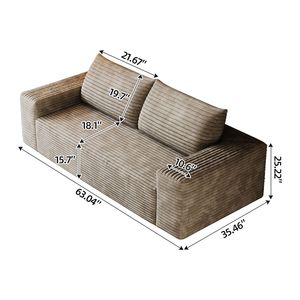 Divano in Tessuto Corduroy da 63 Pollici, Set da 2, Seduta Profonda e Confortevole, Nessun Montaggio Richiesto, 1 Pezzo per Soggiorno, Camera da Letto, Sala Conferenze - Product Image 3