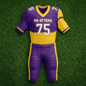 Custom Men's Purple Gold American Football Uniform <b>Padded</b> Jersey <b>Pants</b> Set Sports Team Apparel - Product Image 6