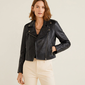 Veste en cuir de mouton matelassée élégante pour femmes, respirante, écologique, imperméable, design tissé, grandes tailles - Product Image 6