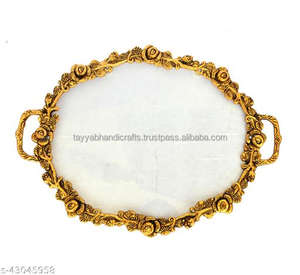 Tabletop Kitchen Serving Tray Metal Golden Finished Tray for Home <b>Restaurants</b> Tabletop Food <b>Supplies</b> from India - Product Image 5