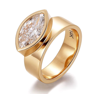 แหวนเพชรทรงมาร์คีส์ 1.5 กะรัต ทองคำแท้ 14K สีเหลืองทอง สำหรับเป็นแหวนหมั้นหรือของขวัญวันครบรอบสำหรับผู้หญิง - Product Image 1