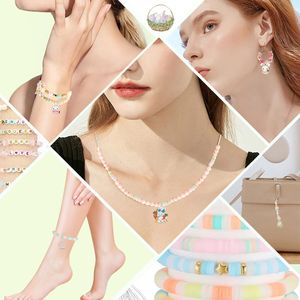 Set di perline fai da te 8243 pz per ragazze, colore macaron, con forbici, corda e accessori decorativi per gioielli - Product Image 5