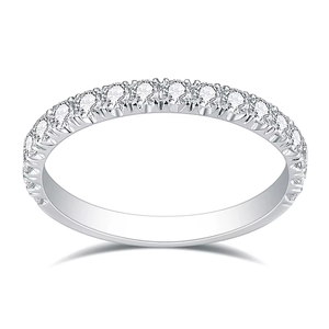 Classic Full Diamond <b>Ring</b> Round Cut Lab Grown Diamond Jewelry 14K Solid Gold Wedding <b>Ring</b> for Women - Product Image 4
