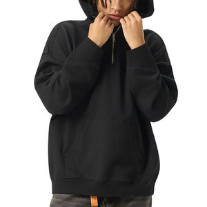 Sudadera con capucha de alta calidad, tejido grueso, con cremallera de un cuarto, estilo urbano, para hombre y mujer, con logotipo bordado en 3D - Product Image 5