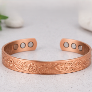 กำไลข้อมือทองแดงแท้ลายดอกไม้พรีเมียม ดีไซน์สวยหรู ของขวัญสุดพิเศษ - Product Image 4
