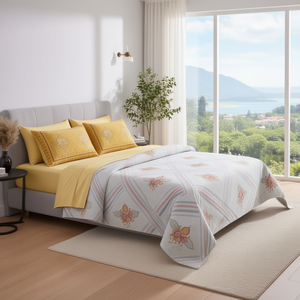 Soft Kasida Hotel Bedding 108x108 Inch Cotton <b>Sheet</b> Set - Product Image 3