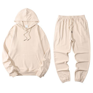Ensemble de survêtement gris deux pièces, sweat-shirt à capuche et pantalon de jogging, tenue décontractée unisexe ample - Product Image 4