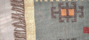 Handmade Blue Wool Jute <b>Runner</b> <b>Rug</b> Southwestern Boho Kilim Tribal Hallway Entryway Farmhouse Corridor Floor Decor Carpet - Product Image 6