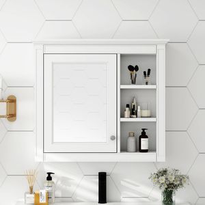 Moderno Armadietto da Bagno a Parete 30 X 28 con Specchio e Vano Portamedicinali per Bagni - Product Image 1