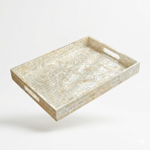 Bandeja Decorativa de Lujo con Incrustaciones de Madreperla Hecha a Mano, Mosaico de Conchas, para Mesa de Centro Otomana, Bandejas de Servicio, Personalizadas, OEM, Venta al por Mayor - Product Image 1