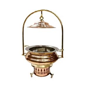 Casserole élégante en cuivre martelé, chauffe-plats haut de gamme, fait main en acier inoxydable, avec nœud décoratif et couvercle - Product Image 6