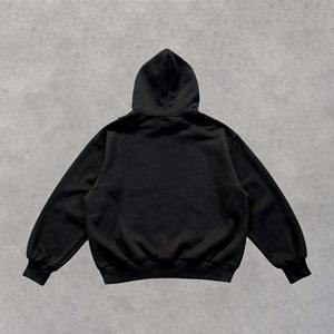 Sweat-shirt Homme Vintage Patchwork 100% Coton Zippé Oversize Imprimé Animal Streetwear Survêtement Épais Y2K Court Délavé - Product Image 2