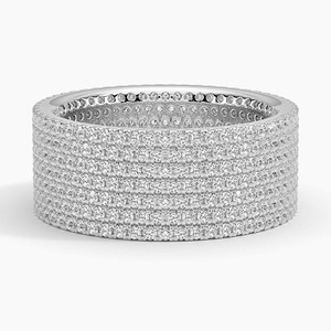 Bague Éternité Unisexe en Argent 925 Plaqué Rhodium avec Moissanite et Diamants Ronds Sertis Pavé – Style Glamour pour Mariage - Product Image 2