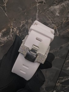 Reloj de Pulsera para Hombre, Estilo Urbano, Mecánico, con Correa de 16 mm, Esfera Blanca Semi-escarchada, Diamantes Moissanite VVS, Acero Inoxidable, Hecho a Mano y Personalizado - Product Image 2