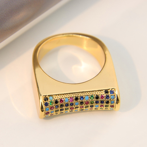 Anillos de Circonia de Última Moda, Anillos de Mujer con Circonia Colorida Chapados en Oro de 21k para Bodas y Fiestas - Product Image 3