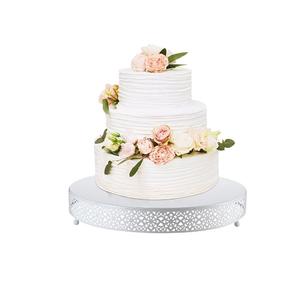 Magnifique support à gâteau rond en métal argenté, design vintage, en aluminium, parfait pour la table à manger à la maison. - Product Image 1