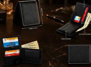 Premium RFID Leather <b>Wallet</b> Slim Men's Money Organizer Genuine Leather Men's Purse <b>Wallet</b> with <b>Zip</b> Coin Pocket Office & Casual - Product Image 2