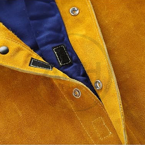 Chaqueta de Soldador de Cuero Resistente, Manga Larga, Cuello Alto, Cierre de Botones, Ropa de Trabajo Industrial Personalizada - Product Image 4