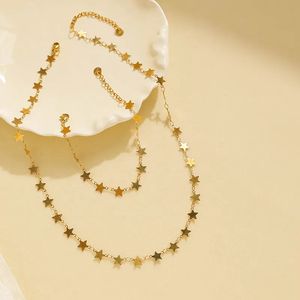 Pulsera Pentagrama Unisex con Cadena Hecha a Mano en Acero Inoxidable 304 con Baño de Oro de 18K - Product Image 1